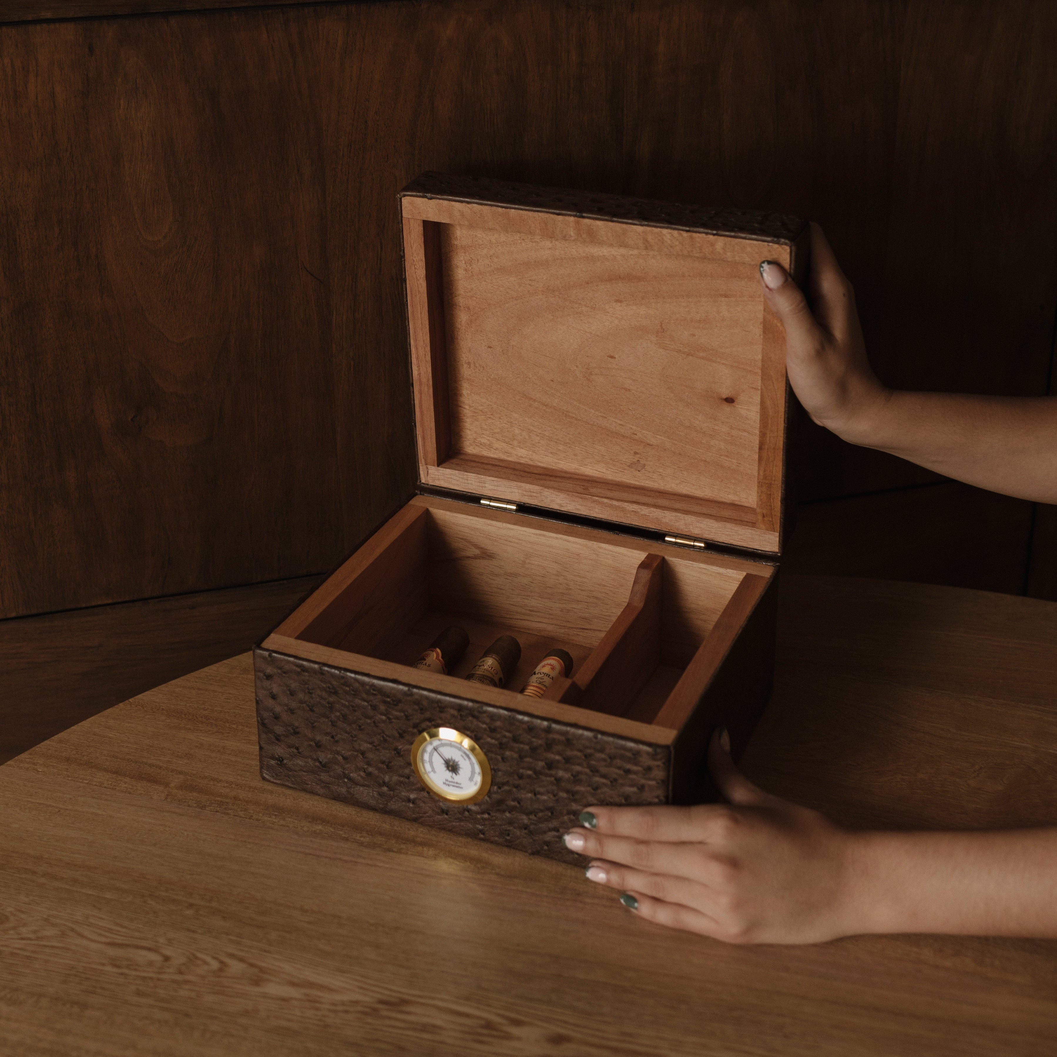Caja de puros Piel de Avestruz